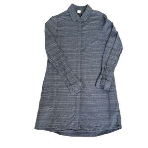 Roxy Blue Woven Long Sleeve Shirt Dress Button Up Size 6 Knit Collared Casual